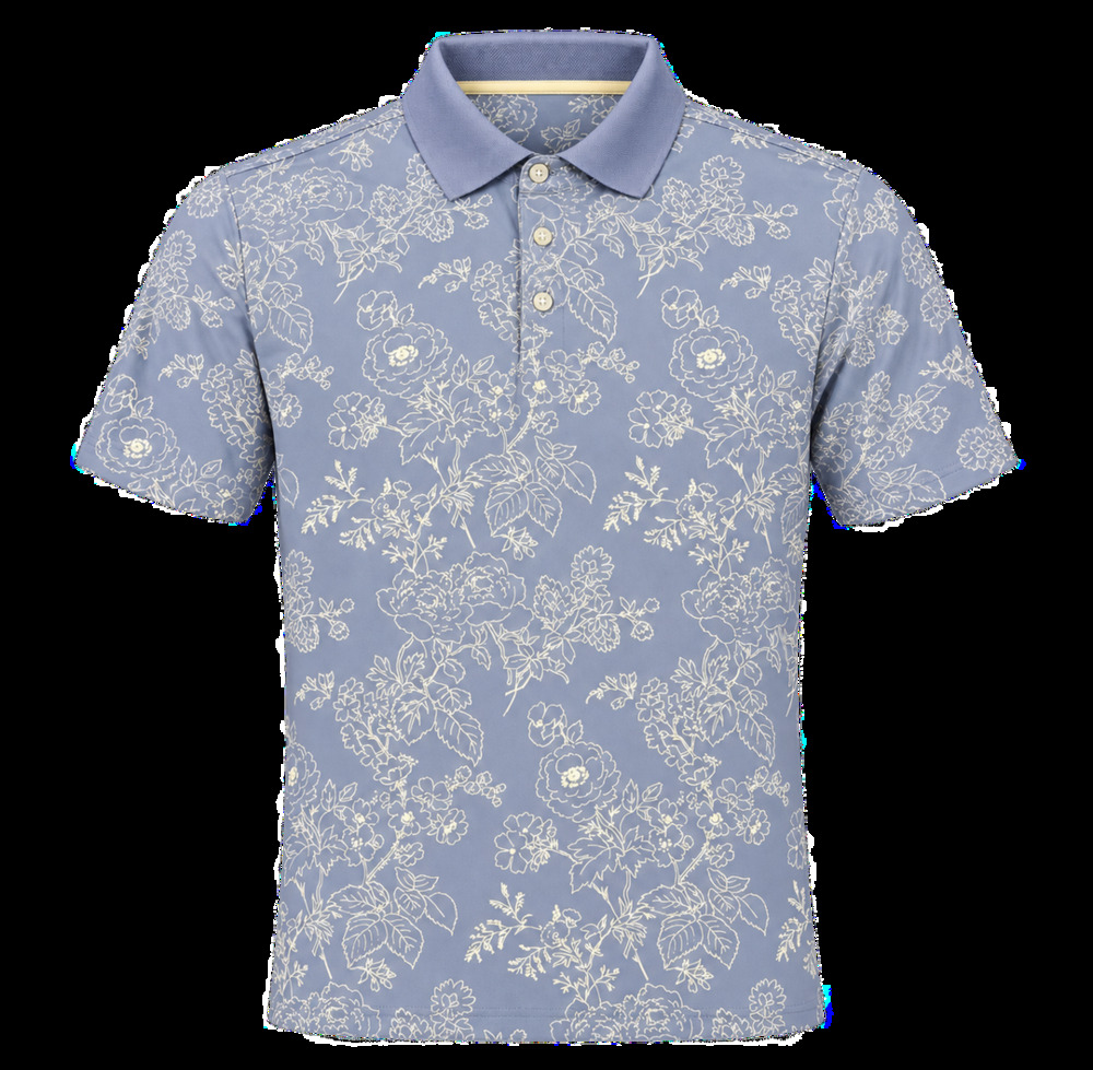 Bonobos Golf Performance Standard Fit Blue Floral Polo Shirt Mens M